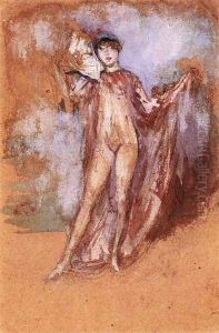 Grey and Pink, a Draped Model with Fan by James Abbott McNeill Whistler