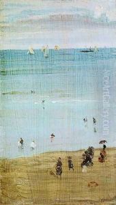 Harmony in Blue and Pearl: The Sands, Dieppe by James Abbott McNeill Whistler