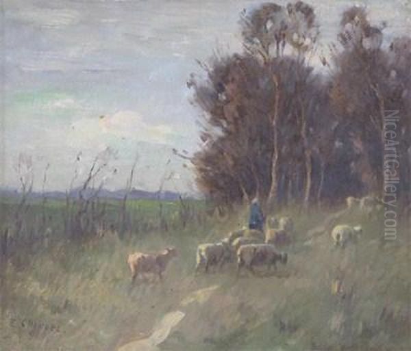 A Shepherdess And Flock - view 1