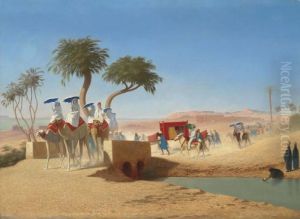 The Empress Eugenie Visiting The Pyramids by Charles Theodore Frere