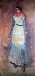 Harmony in Coral and Blue: Milly Finch by James Abbott McNeill Whistler