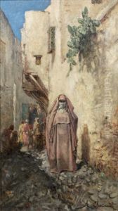 Promeneurs Dans Une Ruelle De La Medina