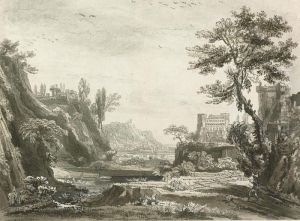 A Classical Landscape by Jean-Baptiste Claude Chatelain
