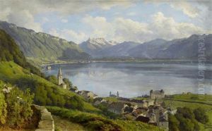 View From Montreux Over Lake Geneva And Dents Du Midi