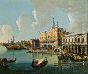 Blick Uber Das Markusbecken Auf Den Dogenpalast In Venedig Blick Uber Das Markusbecken Auf Den Dogenpalast In Venedig