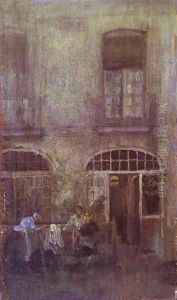 White And Grey The Hotel Courtyard Dieppe 1885 by James Abbott McNeill Whistler