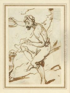 Three Studies Of Brahmin Cattle by George Chinnery