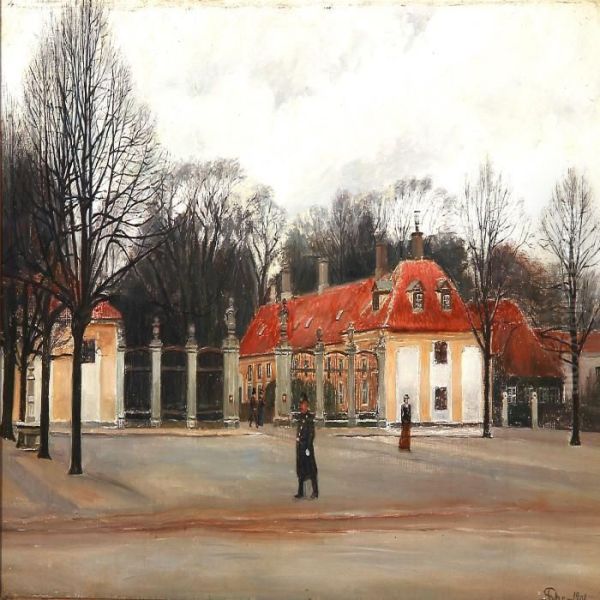 A Policeman At Frederiksberg Square With The Entrance To Frederiksberg Garden - view 1