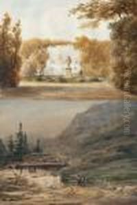 Vue Du Parc D'un Chateau by Eugene Ciceri