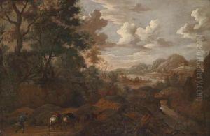 A Wide Landscape With Travellers by Vittorio Amedeo Cignaroli