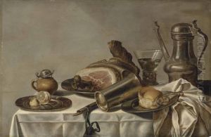 A Ham On A Pewter Platter by Pieter Claesz.