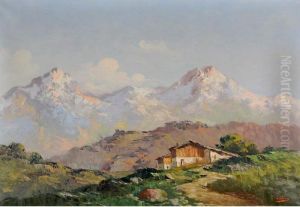 Grande Paesaggio Con Montagne Innevate