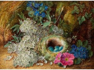 Waldstuck Mit Blumenstilleben Und Nest