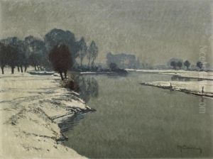 Winterlandschaft Mit Nachen by Maximilian Clarenbach