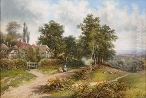 Paesaggio Con Villaggio E Contadine by Octavius Thomas Clark
