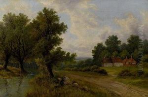 A Cottage In An Extensive Wooded Landscape by Octavius Thomas Clark