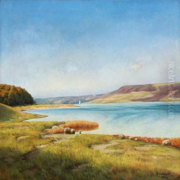 Danish Landscape From Jutland.
Signed And Dated C. V. Clausen 1914. Oil On Canvas. 64 X 96 Cm. - view 1