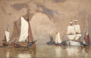 Zeilschepen En Sloepen In Vaargeul by Paul-Jean Clays