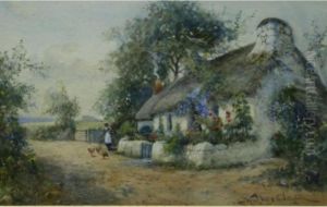 A Rural Thatched Cottage by Joseph Hughes Clayton