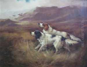 Gun Dogs On A Highland Moor by Robert Cleminson