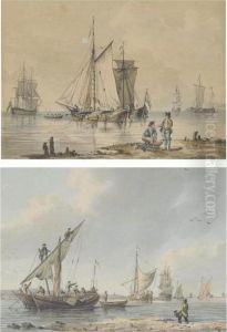 Figures Conversing On The Shore
With Dutch Barges Drying Their Sails Whilst Lying In The Estuary Figures Conversing On The Shore
With Dutch Barges Drying Their Sails Whilst Lying In The Estuary
