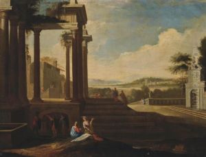 An Architectural Capriccio With Elegant Company Conversing by Viviano Codazzi