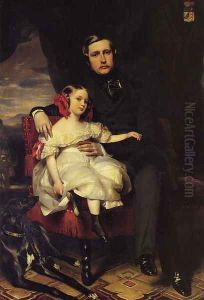 Napoleon Alexandre Louis Joseph Berthier, Prince de Wagram and his Daughter, Malcy Louise Caroline Frederique by Franz Xavier Winterhalter