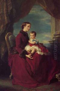 The Empress Eugenie Holding Louis Napoleon, the Prince Imperial on her Knees by Franz Xavier Winterhalter