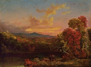 Landscape With Two Figures At Sunset by Thomas Cole