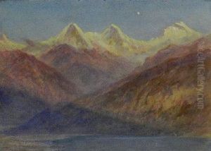 Evening Light Over A Lake Landscape by William Collingwood Smith