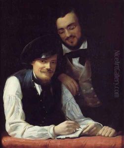 Self Portrait of the Artist with his Brother, Hermann by Franz Xavier Winterhalter