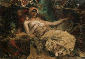 Odalisk Med Tamburin by Leon Francois Comerre
