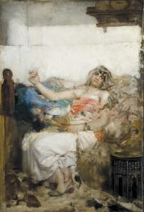 Odalisque A L'eventail by Leon Francois Comerre