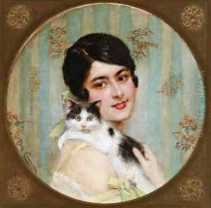 Junge Frau Mit Einer Katze