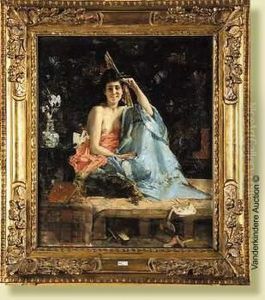 Femme A L'eventail Vetue A La Japonaise by Leon Francois Comerre