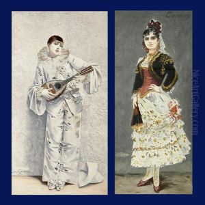 Lotto Di Due Opere: Pierrot E Carmen by Leon Francois Comerre