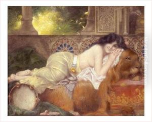 Jeune Orientale Allongee Sur Une Peau De Lion by Leon Francois Comerre