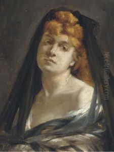 Portrait Of A Lady, Bust-length, In A Black Veil