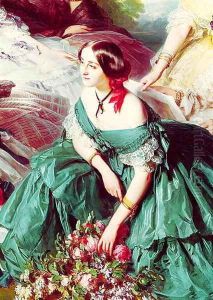 Empress Eugenie and her Ladies in Waiting detail of the Marquise of Montebello 1855 by Franz Xavier Winterhalter