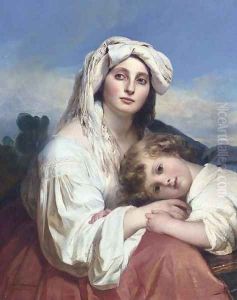 Italierin mit Kind by Franz Xavier Winterhalter