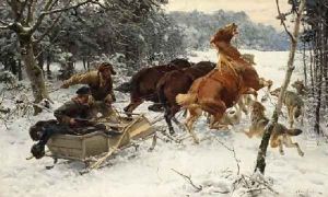 Attack of Wolves by Alfred Wierusz-Kowalski