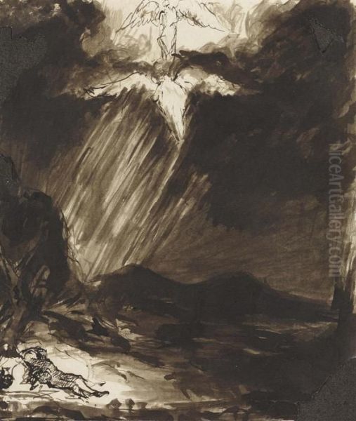 After Aert De Gelder Study Of 'jacob's Dream' by John Constable