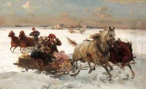 Sleigh Ride by Alfred Wierusz-Kowalski