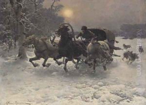 Pursuit of Wolves by Alfred Wierusz-Kowalski