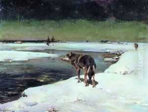 Wolf at Night (Wolfe in der Nacht) by Alfred Wierusz-Kowalski