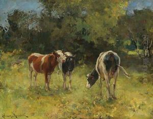 Cows in a Paddock by Alfred Wierusz-Kowalski