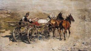 Troika on a Dusty Road by Alfred Wierusz-Kowalski