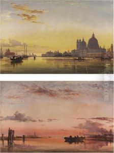 Sunset On The Lagoon Of Venice,
Church Of Isola Di San Giorgio In Alga In The Distance; And Santa Maria
Della Salute, Venice: Evening by Edward William Cooke