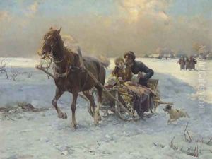 Sleigh Ride I by Alfred Wierusz-Kowalski