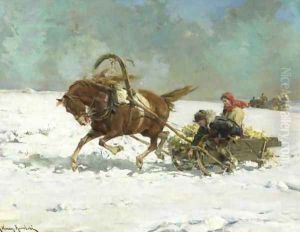 Sleigh by Alfred Wierusz-Kowalski